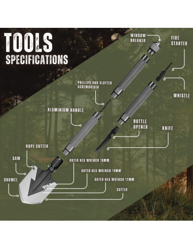 Pala Multiusos SmartstickX 13 en 1 Plegable Gris Carbón