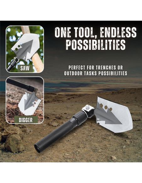 Pala Multiusos SmartstickX 13 en 1 Plegable Gris Carbón Pala Multiusos SmartstickX 13 en 1 Plegable Gris Carbón