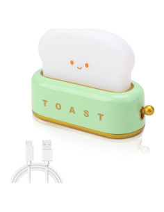 Lámpara de Noche Tostadora Verde Recargable LED 3000K
