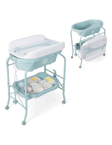 BABY JOY Bañera y Mesa de Cambio Plegable 4 en 1 Azul