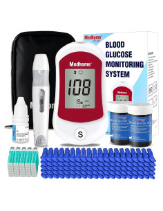 Kit de Monitor de Glucosa Medhome con 100 Tiras y 100 Lancetas