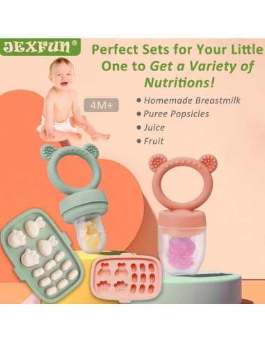 Alimentador de Frutas JEXFUN + Moldes de Paletas para Bebés