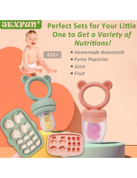 Alimentador de Frutas JEXFUN + Moldes de Paletas para Bebés Alimentador de Frutas JEXFUN + Moldes de Paletas para Bebés