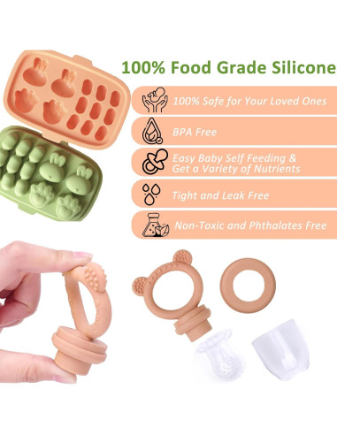 Alimentador de Frutas JEXFUN + Moldes de Paletas para Bebés