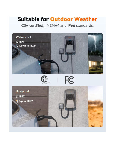 Cargador de EV WOLFBOX WE40 Nivel 2 40A J1772 7.62m