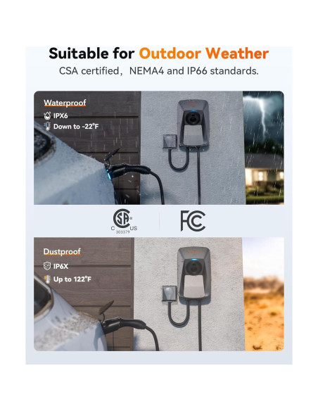 Cargador de EV WOLFBOX WE40 Nivel 2 40A J1772 7.62m