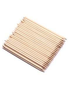 100 Palitos de Madera Naranja Doble Lado para Manicura