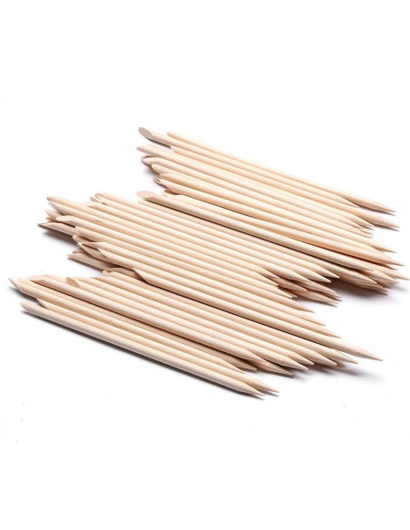 100 Palitos de Madera Naranja Doble Lado para Manicura