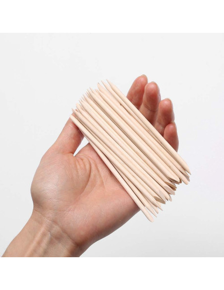 100 Palitos de Madera Naranja Doble Lado para Manicura