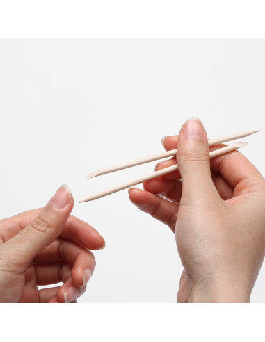 100 Palitos de Madera Naranja Doble Lado para Manicura