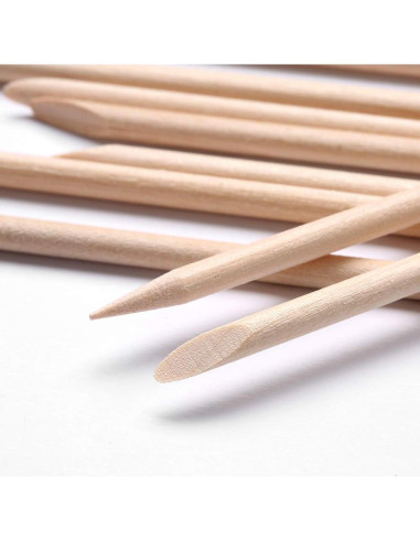 100 Palitos de Madera Naranja Doble Lado para Manicura