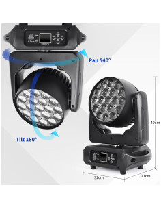 Cabeza Móvil LED 19x15W RGBW Zoom Hong Yi Efecto Profesional 2