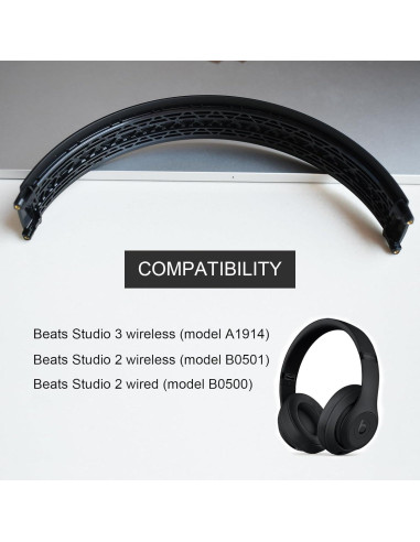 Banda de Repuesto YzccSX para Auriculares Beats Studio 3 - Negro Mate