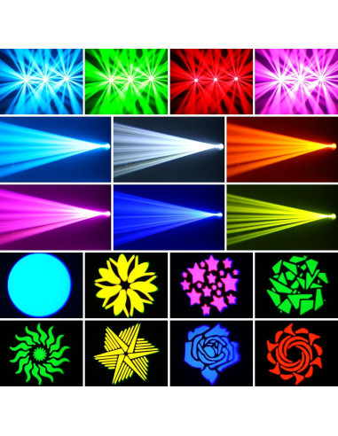 U`King 60W Luz Cabeza Móvil LED RGBW 8 Gobos DMX 512