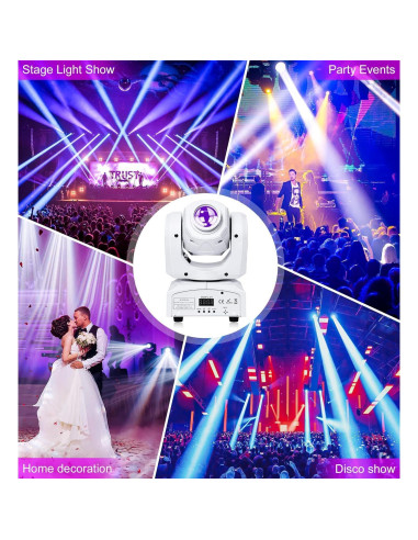 U`King 60W Luz Cabeza Móvil LED RGBW 8 Gobos DMX 512