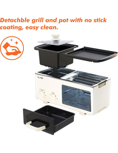 Estación de Desayuno 4 en 1 Yangming con Parrilla y Freír