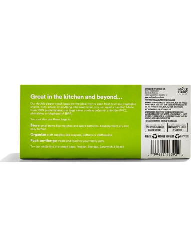 Bolsas de Almacenamiento Snack 365 Whole Foods 50 Unidades