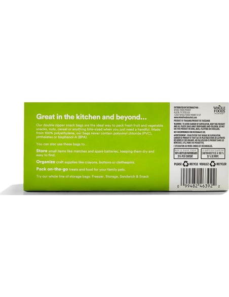 Bolsas de Almacenamiento Snack 365 Whole Foods 50 Unidades