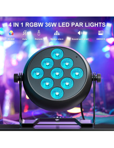 Luces Par LED 36W RGBW 9x4W Control Remoto Paquete de 4 2
