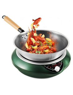 Wok Eléctrico GastroGear 1700W Inducción 34cm Verde