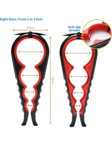 Abre frascos ergonómico Otstar para personas con artritis - Negro y Rojo