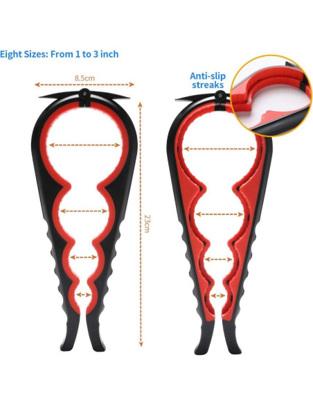 Abre frascos ergonómico Otstar para personas con artritis - Negro y Rojo
