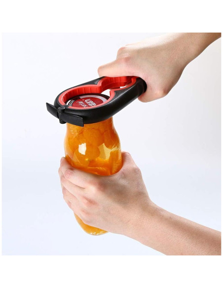 Abre frascos ergonómico Otstar para personas con artritis - Negro y Rojo