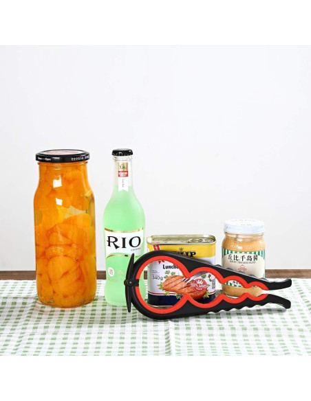 Abre frascos ergonómico Otstar para personas con artritis - Negro y Rojo