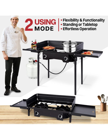 Estufa de Campamento Propano Pipopa 2 Quemadores 150,000 BTU