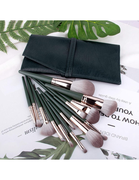 Juego de Brochas de Maquillaje 14 Piezas Rijaho Veganas Juego de Brochas de Maquillaje 14 Piezas Rijaho Veganas