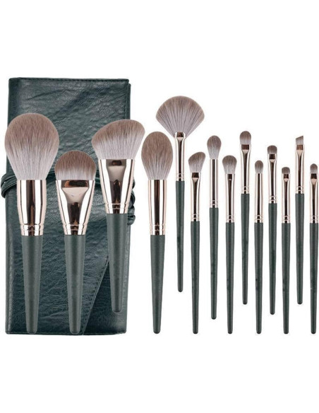 Juego de Brochas de Maquillaje 14 Piezas Rijaho Veganas Juego de Brochas de Maquillaje 14 Piezas Rijaho Veganas