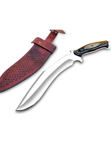Cuchillo Kukri Warivo Hecho a Mano 39.37 cm con Funda de Cuero
