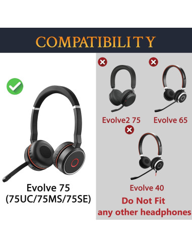 Almohadillas de Gel Refrigerante SOULWIT para Auriculares Jabra Evolve 75 - Negro