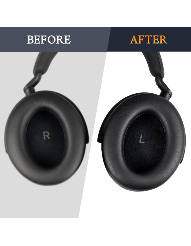 Almohadillas de Cuero SOULWIT para Auriculares Sennheiser Momentum 4 - Negro