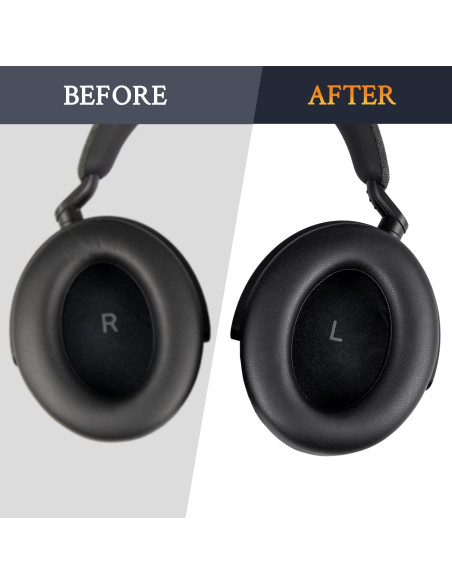 Almohadillas de Cuero SOULWIT para Auriculares Sennheiser Momentum 4 - Negro