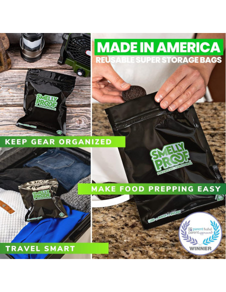 10 Bolsas Reutilizables Smelly Proof para Alimentos 28 Oz