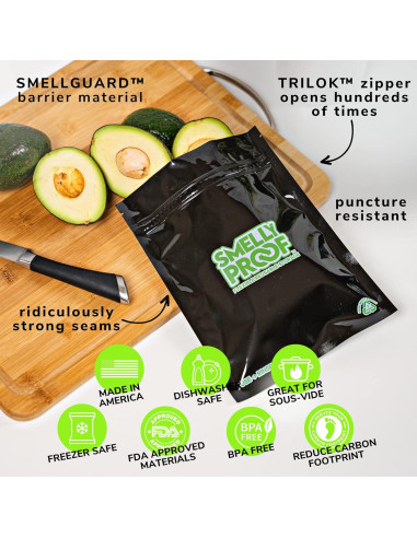 10 Bolsas Reutilizables Smelly Proof para Alimentos 28 Oz