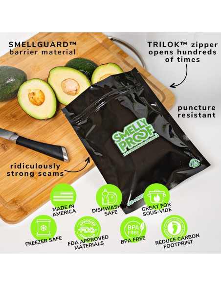 10 Bolsas Reutilizables Smelly Proof para Alimentos 28 Oz