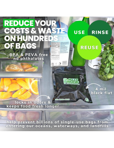 10 Bolsas Reutilizables Smelly Proof para Alimentos 28 Oz