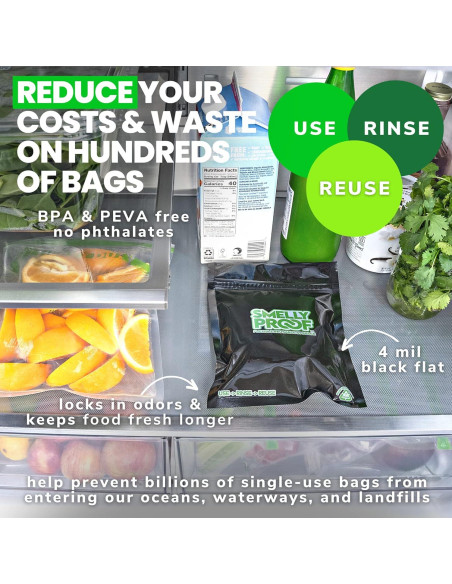 10 Bolsas Reutilizables Smelly Proof para Alimentos 28 Oz
