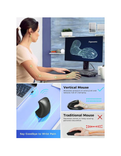 Ratón Ergonómico Inalámbrico BeWishes Vertical 2.4GHz 3 DPI 2