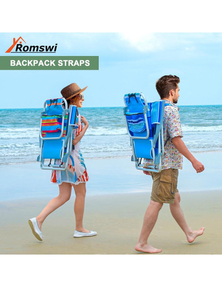 Sillas de Playa Plegables Romswi 2Pk Aluminio 5 Posiciones