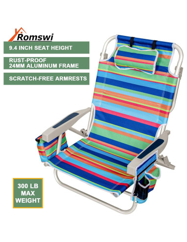 Sillas de Playa Plegables Romswi 2Pk Aluminio 5 Posiciones