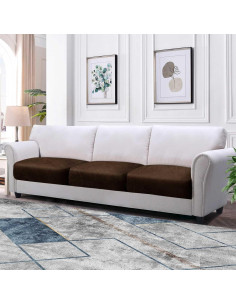 Fundas de Cojines para Sofá 3P Imnopqr Café Estirables 2