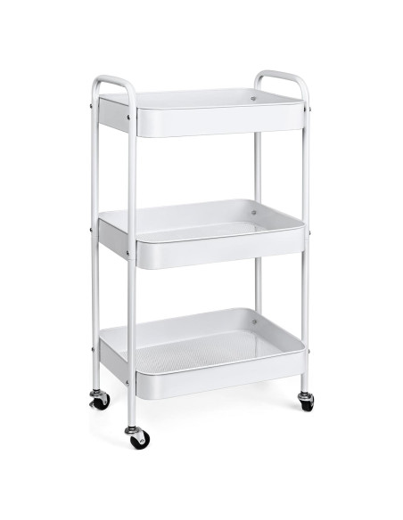 Carro de Almacenamiento Metal Palantimos 3 Niveles Blanco