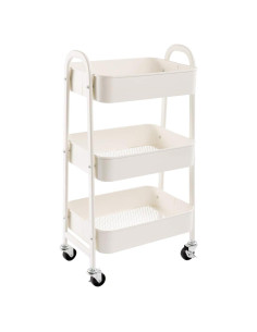 Carro de Maquillaje AGTEK Blanco 3 Niveles Metal 69.85 cm