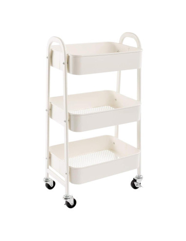 Carro de Maquillaje AGTEK Blanco 3 Niveles Metal 69.85 cm