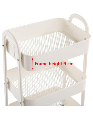 Carro de Maquillaje AGTEK Blanco 3 Niveles Metal 69.85 cm