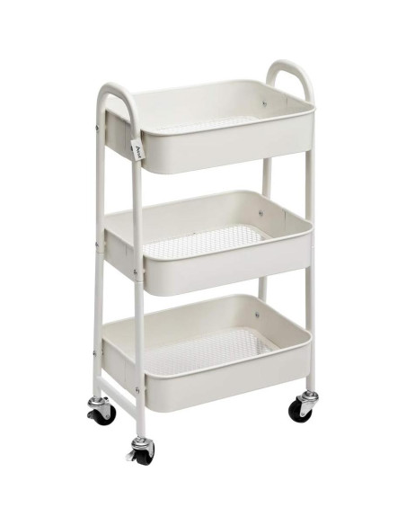 Carro de Maquillaje AGTEK Blanco 3 Niveles Metal 69.85 cm