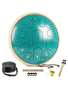 Tambor de Lengua de Acero Hopwell 33cm 15 Notas Re Mayor Verde